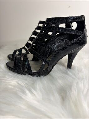 Maurices Black Strappy Cage Heels